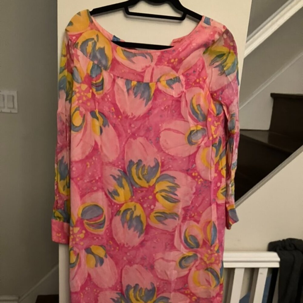 Slinky Sheer Lined Power Pink Party Dress